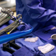File photo showing medical instruments sit on a table during surgery.